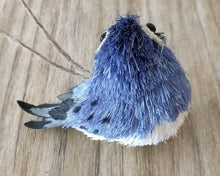 Load image into Gallery viewer, NEW Sisal Bird Ornament - Blue, Tail Feathers to Right
