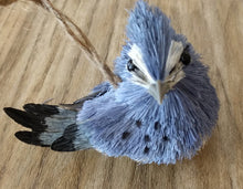 Load image into Gallery viewer, NEW Sisal Bird Ornament - Blue, Tail Feathers to Left
