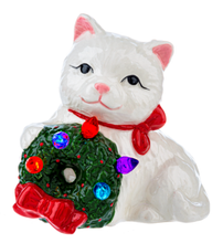 Load image into Gallery viewer, NEW LED Light Up Cat with Wreath Figurine
