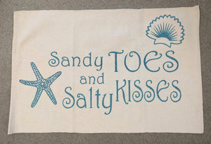 NEW 2' x 3' White Rug with Turquoise - Sandy Toes and Salty Kisses