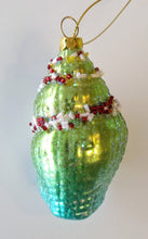 Load image into Gallery viewer, NEW Glass Shell Ornament - Green/Blue 4"
