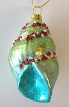 Load image into Gallery viewer, NEW Glass Shell Ornament - Green/Blue 4"
