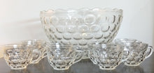 Load image into Gallery viewer, Federal Glass Ribbon Edge Glass Punch Bowl &amp; Twelve (12) Cups - chip on 1 cup
