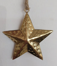 Load image into Gallery viewer, NEW 4" Debossed Metal Star Ornament - Gold
