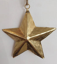 Load image into Gallery viewer, NEW 4" Debossed Metal Star Ornament - Gold
