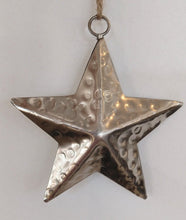 Load image into Gallery viewer, NEW 4" Debossed Metal Star Ornament - Silver
