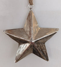 Load image into Gallery viewer, NEW 4" Debossed Metal Star Ornament - Silver
