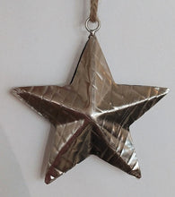 Load image into Gallery viewer, NEW 4" Debossed Metal Star Ornament - Silver
