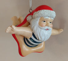 Load image into Gallery viewer, NEW Santa in Lifesaver Ornament - Blue Striped Suit

