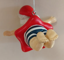 Load image into Gallery viewer, NEW Santa in Lifesaver Ornament - Blue Striped Suit
