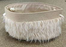 Load image into Gallery viewer, NEW 14" Oval Faux Fur Canvas Basket
