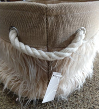 Load image into Gallery viewer, NEW 14" Oval Faux Fur Canvas Basket
