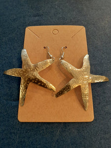 NEW Earrings - Stamped Metal Starfish Silver