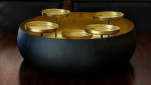 Load image into Gallery viewer, NEW 14&quot; Round Metal Pillar Candelabra - Black/Gold
