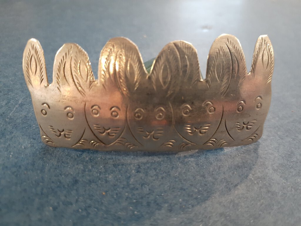 NEW Barette - Stamped Metal 5 Rabbits Silver