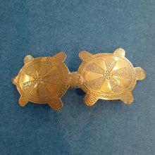 Load image into Gallery viewer, NEW Barette - Stamped Metal 2 Turtles Gold
