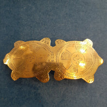 Load image into Gallery viewer, NEW Barette - Stamped Metal 2 Turtles Gold
