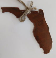 Load image into Gallery viewer, NEW 5&quot; Distressed Metal Florida Ornament
