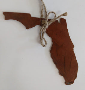NEW 5" Distressed Metal Florida Ornament