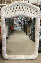 Load image into Gallery viewer, NEW 27"x43" Sandy Beach Arched Washed White Wicker Mirror

