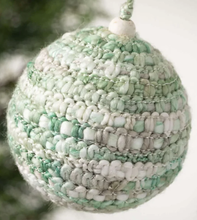 Load image into Gallery viewer, NEW 5" Green &amp; White Knit Ball Ornament
