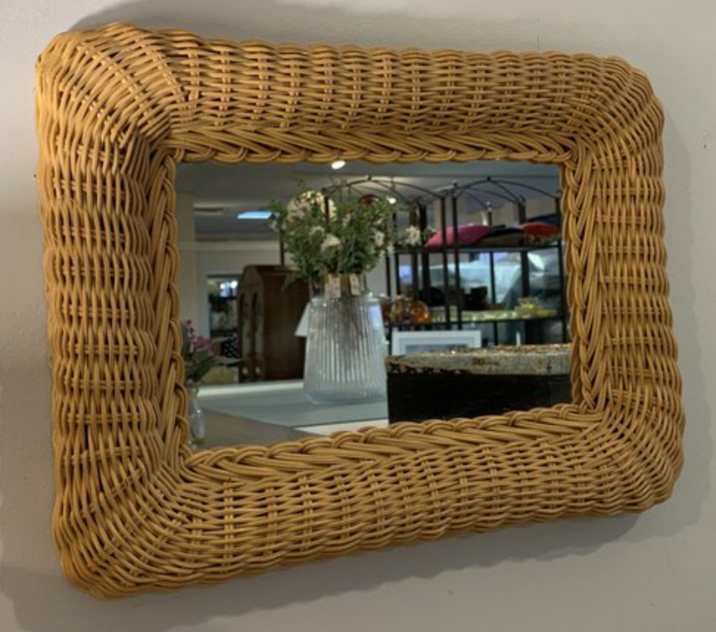 Yellow/Gold Wicker Mirror