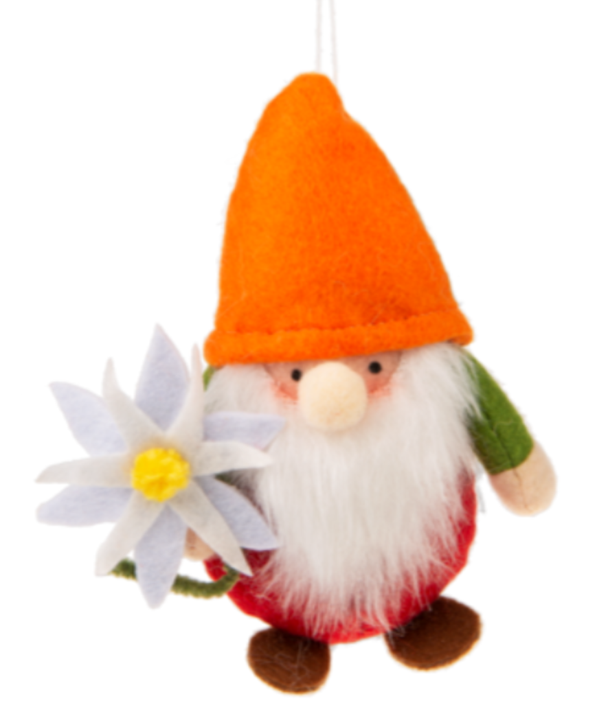 NEW Gnome with Flower Ornament - Orange Hat MG182600-A