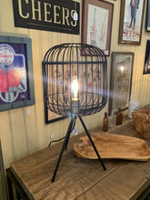 Load image into Gallery viewer, Wire Birdcage Lamp w/ LED Edison Bulb
