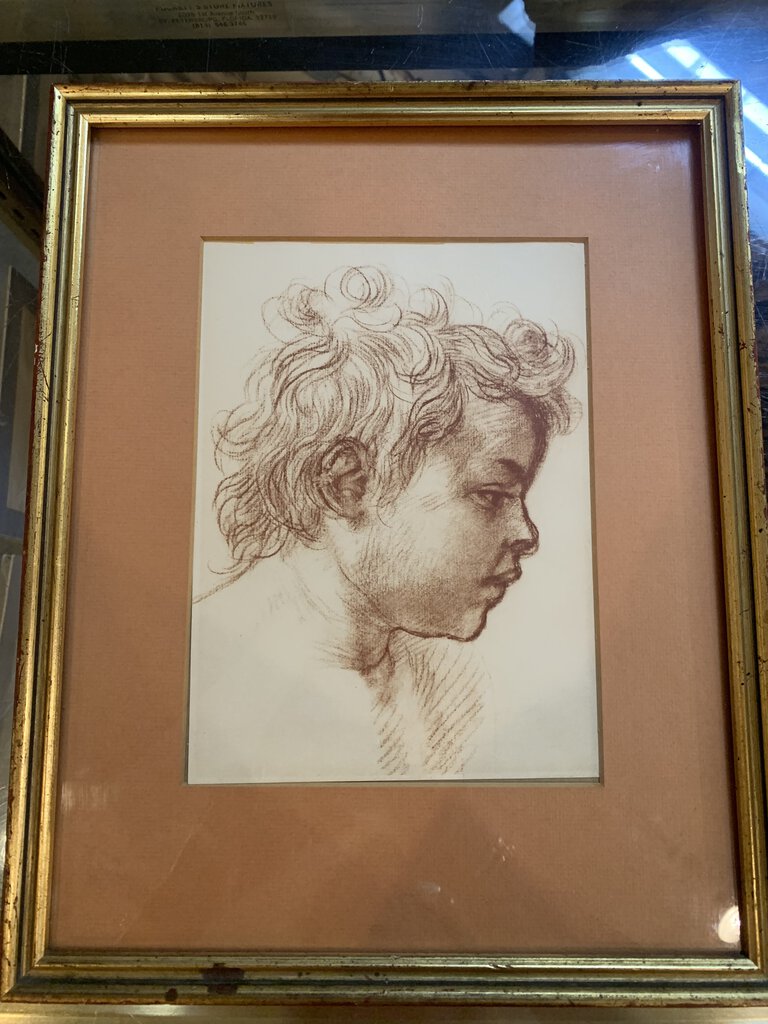 Framed Print of Sketch Head of Child 