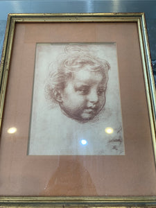 Framed Print of Sketch Study of Child's Head by Andrea del Sarto