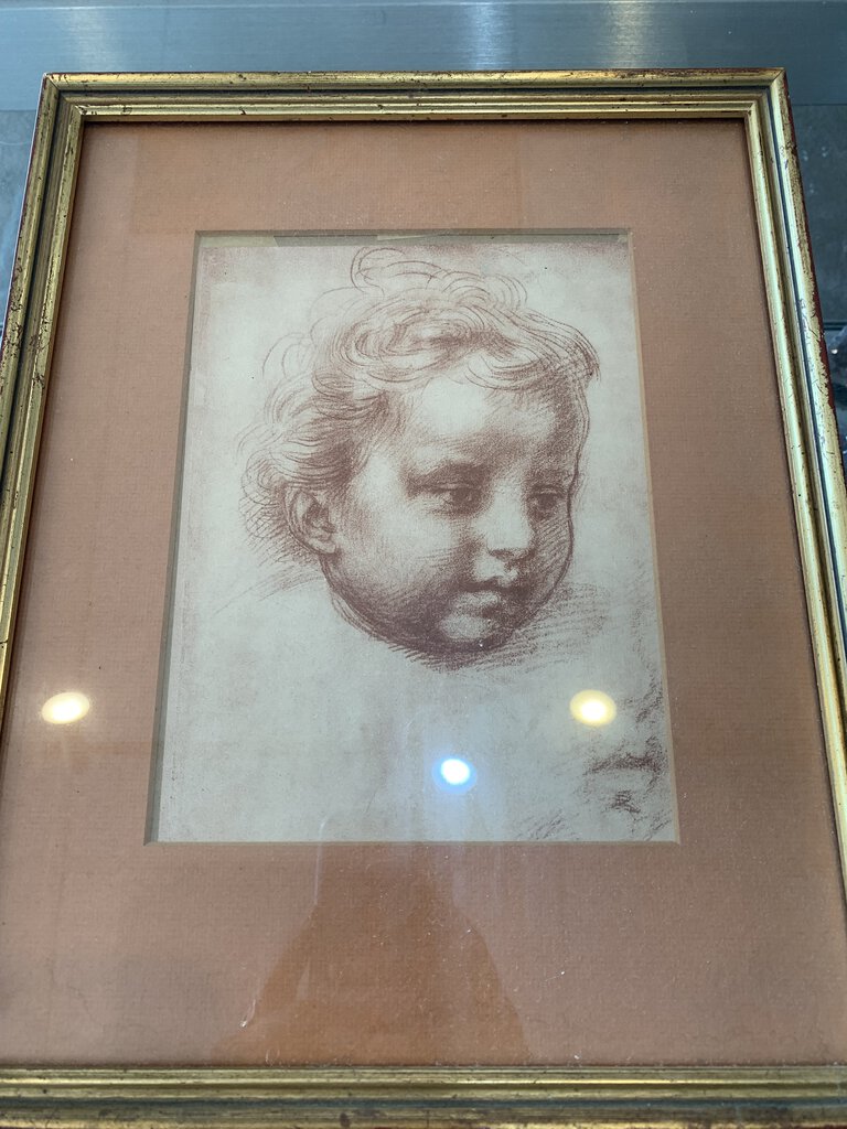 Framed Print of Sketch Study of Child's Head by Andrea del Sarto