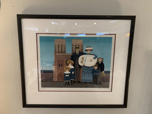 Framed, Signed & # JAN BALET "Zwillinge" (twins) Lithograph