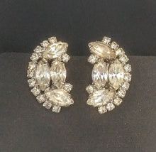 Load image into Gallery viewer, Half Moon Rhinestone Clip On Earrings
