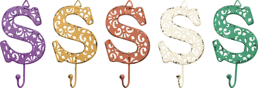 NEW Fancy Metal Letter S Hook - 32593 - Various Colors