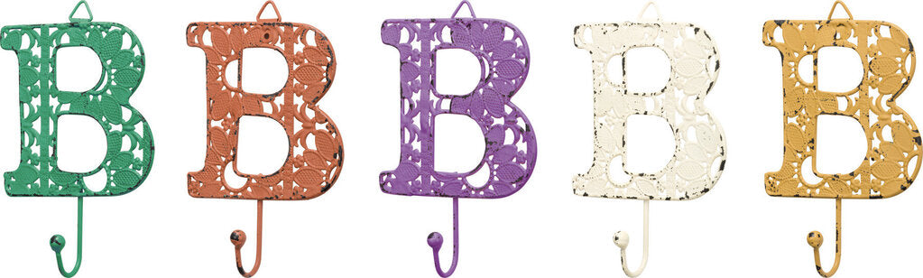 NEW Fancy Metal Letter B Hook - 32598 - Various Colors