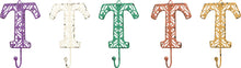 Load image into Gallery viewer, NEW Fancy Metal Letter T Hook - 32600 - Various Colors
