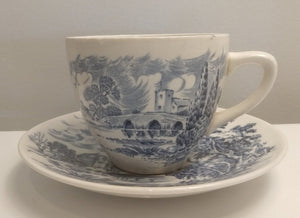 Vintage Wedgwood Countryside Blue China Tea Cup and Saucer