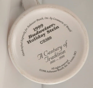 1999 Budweiser Holiday Stein CS389 "A Century of Tradition 1900-1999"