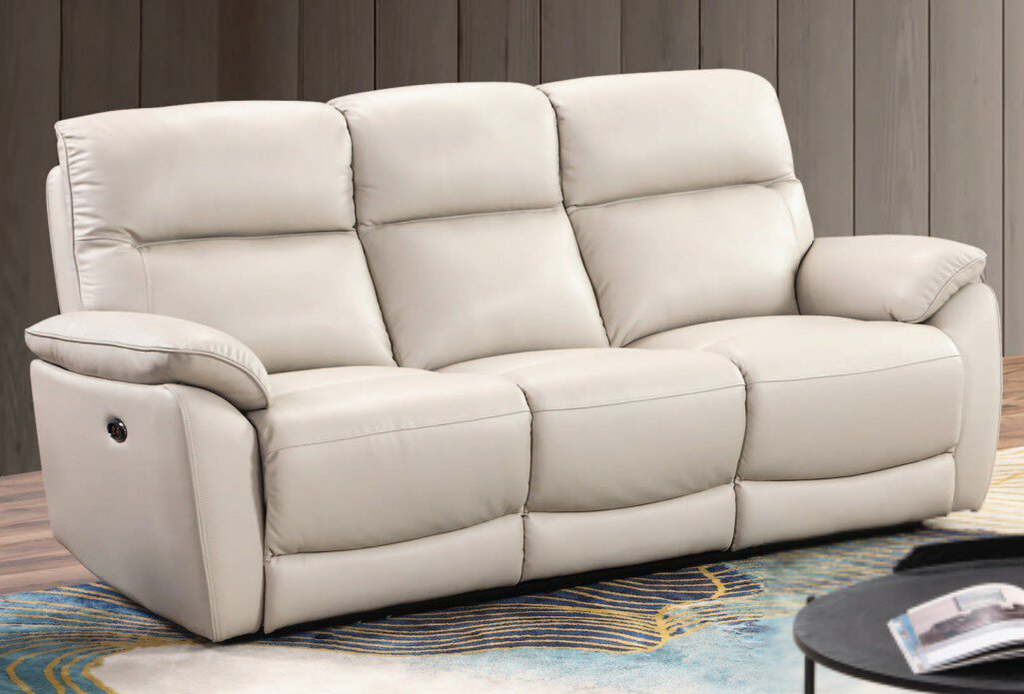 NEW Leather Dual Power Reclining Sofa - Grey - RS-777