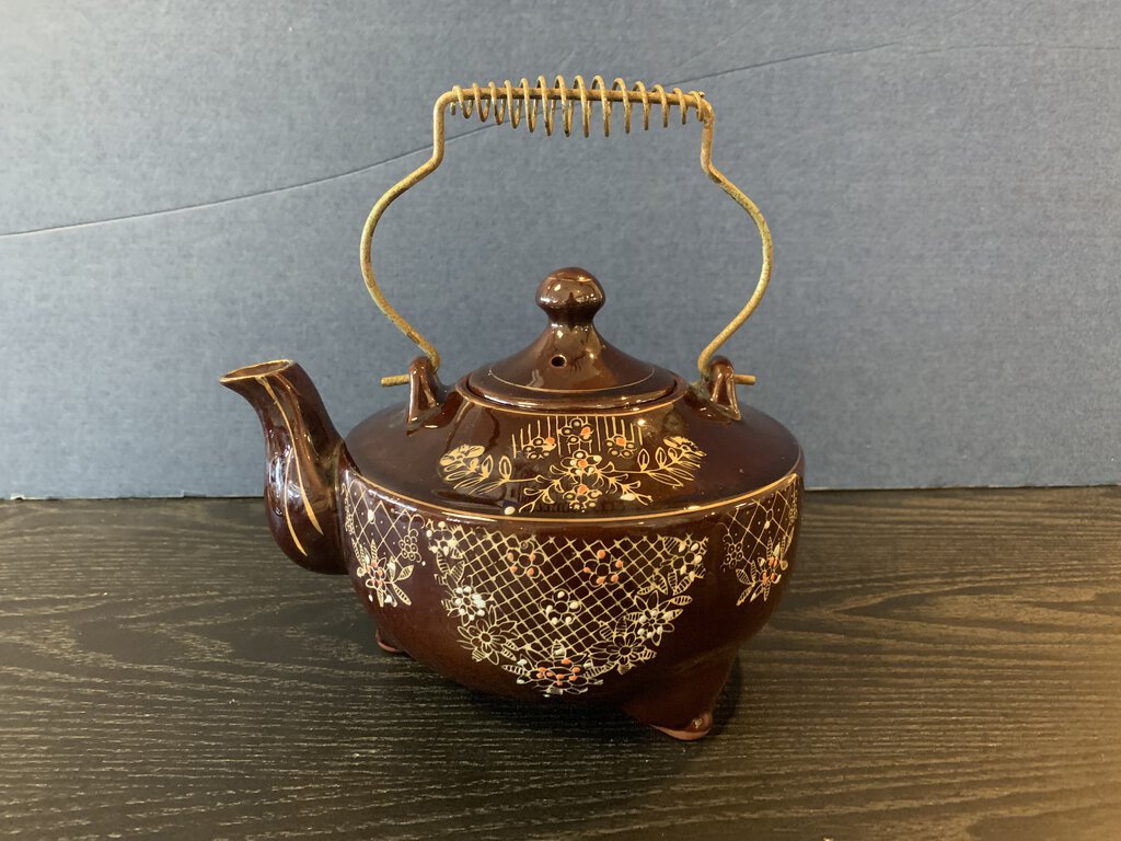 Vintage Japanese Brown Footed Teapot