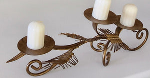 3 Stem Gold Leaf Candle Holder