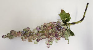 Vintage Multi Acrylic Faceted Beaded Grape Cluster w/ Leaves
