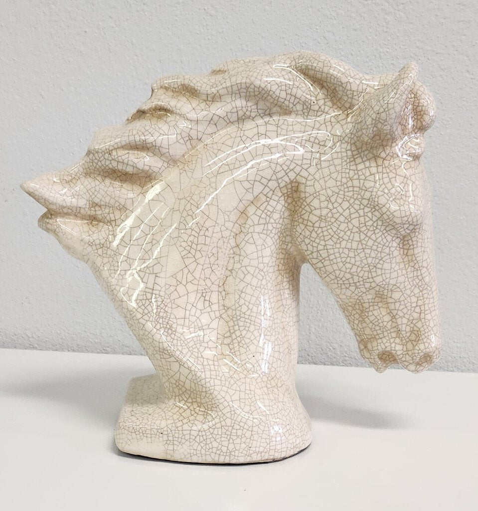 NEW Distressed White Ceramic Horse Head