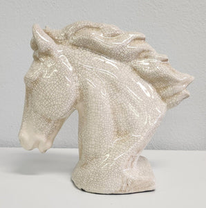 NEW Distressed White Ceramic Horse Head