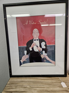 19x23 Framed & Matted "A Votre Sante" Print