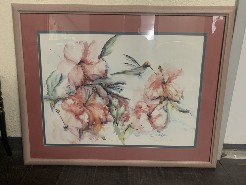 Framed Watercolor Painting Print Hand Signed by Artist Gaye Sanders Fisher