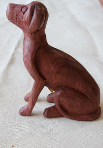 NEW Acacia Wood Carved Sitting Dog