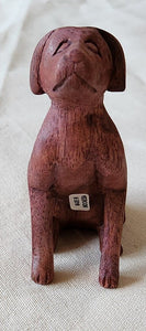 NEW Acacia Wood Carved Sitting Dog