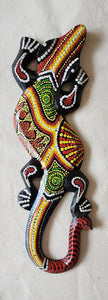 NEW Small Hand-Painted Wood Gecko Wall Art J60S
