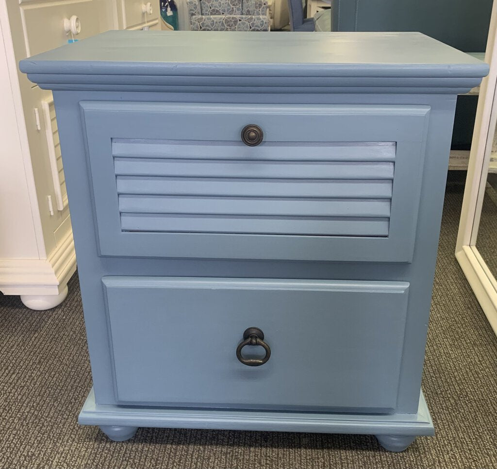 Painted Shutter 2Drawer Nightstand-DB Dusty Blue